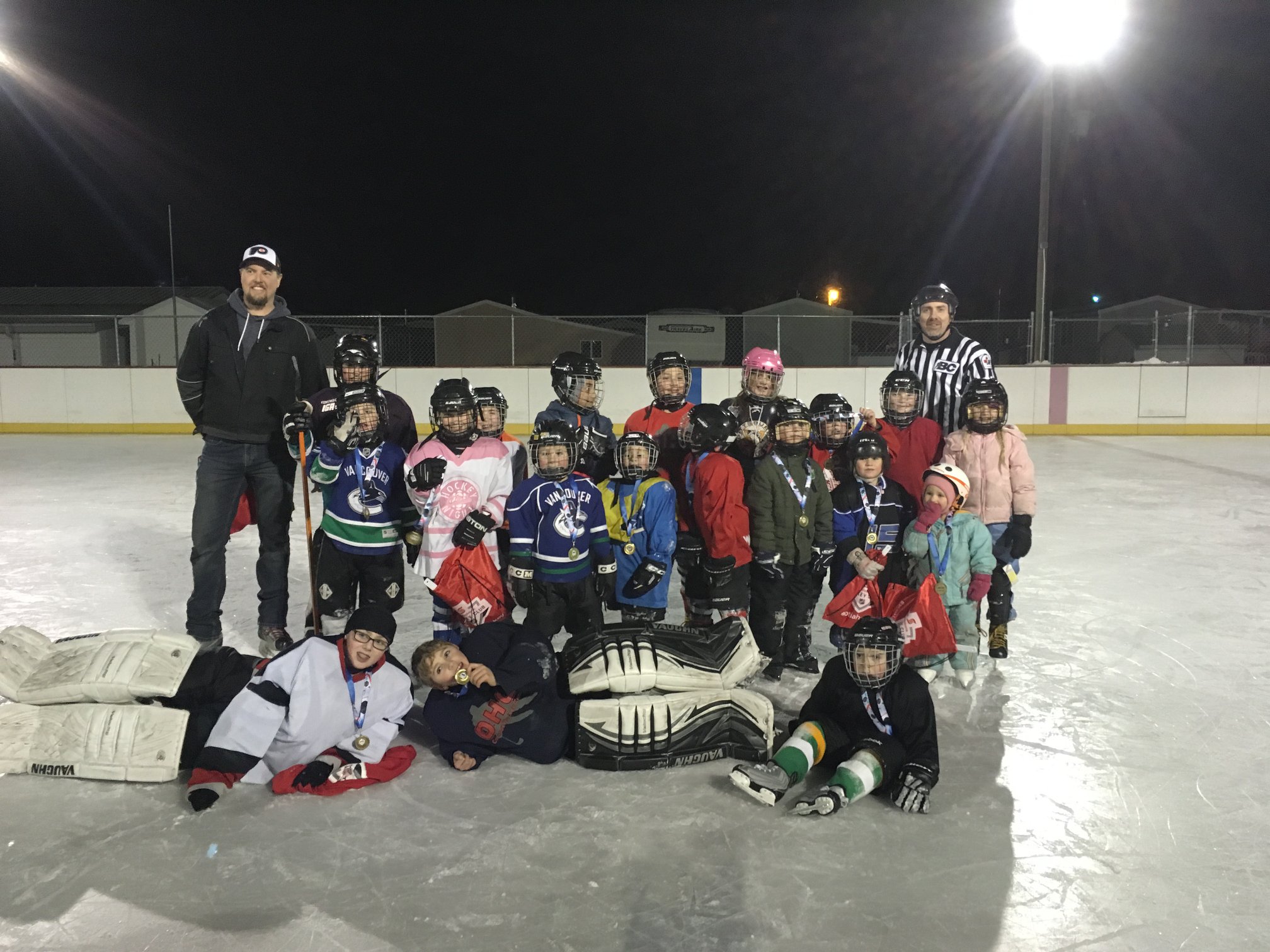 Children learning to skate